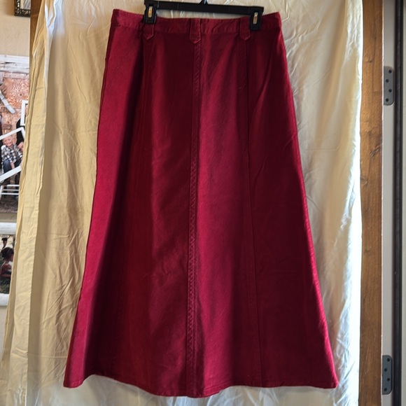 Red corduroy Vintage Eddie Bauer maxi skirt 12 T - Picture 3 of 6
